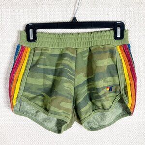 AVIATOR NATION green camo five stripe jogger shorts S
